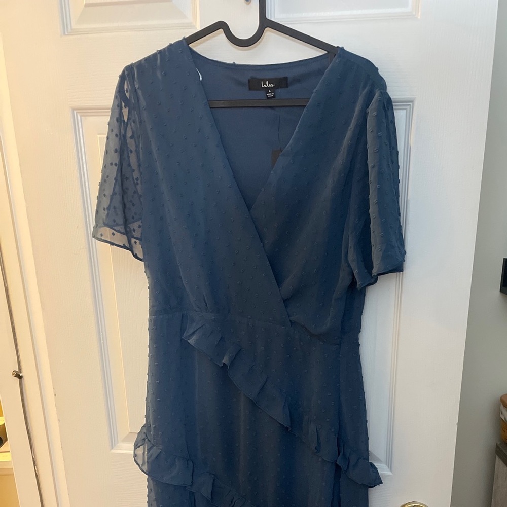 NWT Lulu’s Midi Dress Blue Sz L